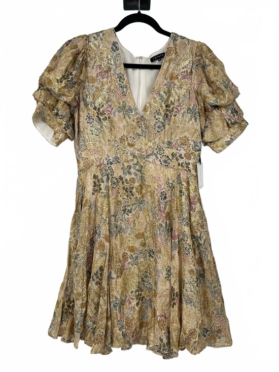 1. State Dresses & Skirts - 1. State Gold & Green Printed V-Neck Midi Dress | Women’s M Viscose